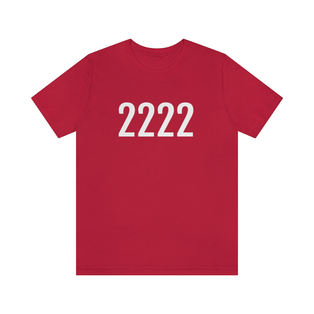 T-Shirt with Number 2222 On | Numbered Tee Red T-Shirt Petrova Designs