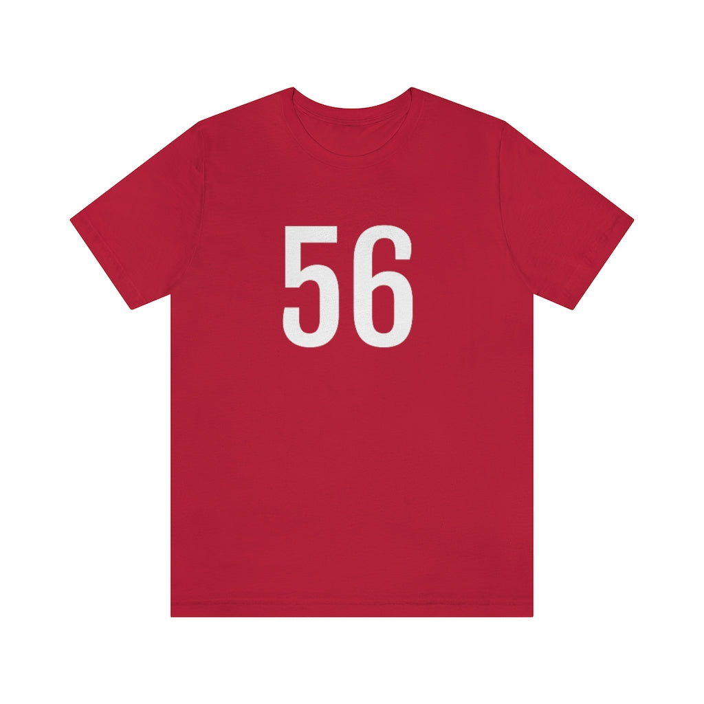 T-Shirt with Number 56 On | Numbered Tee Red T-Shirt Petrova Designs