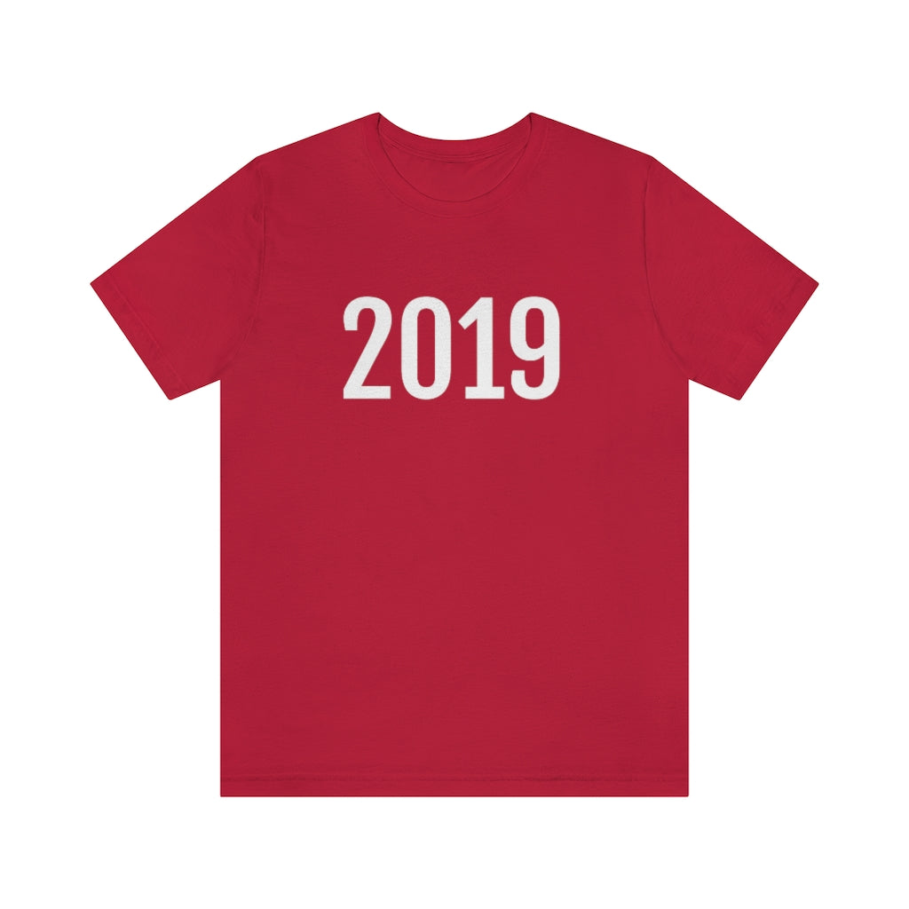 T-Shirt with Number 2019 On | Numbered Tee Red T-Shirt Petrova Designs