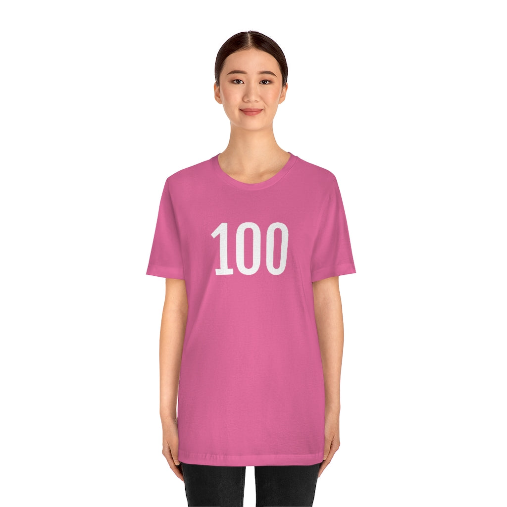 T-Shirt with Number 100 On | Numbered Tee T-Shirt Petrova Designs