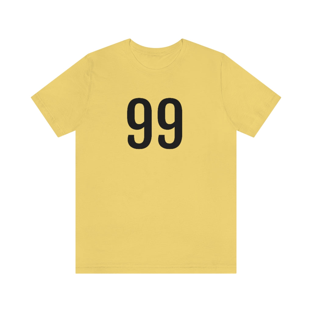 T-Shirt with Number 99 On | Numbered Tee Yellow T-Shirt Petrova Designs