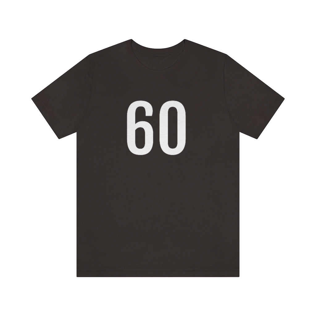 T-Shirt with Number 60 On | Numbered Tee Brown T-Shirt Petrova Designs
