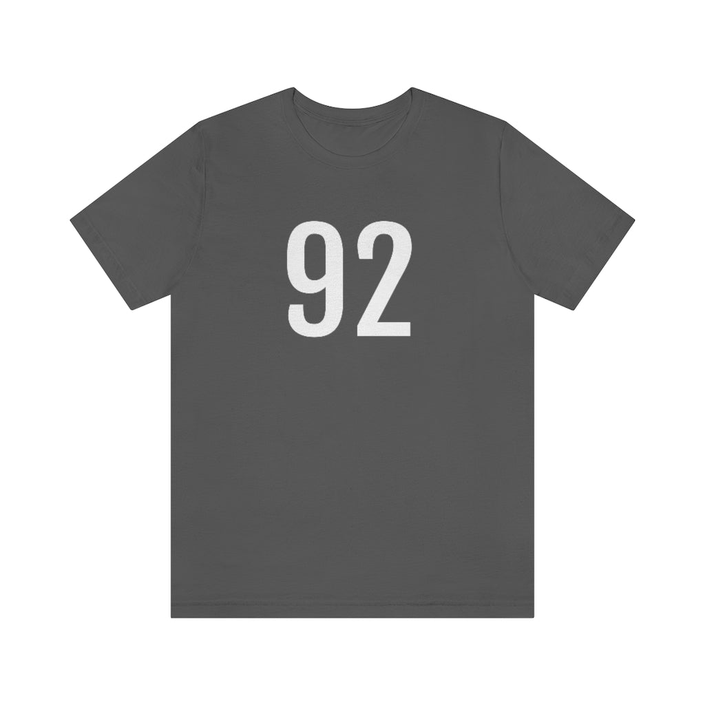 T-Shirt with Number 92 On | Numbered Tee Asphalt T-Shirt Petrova Designs