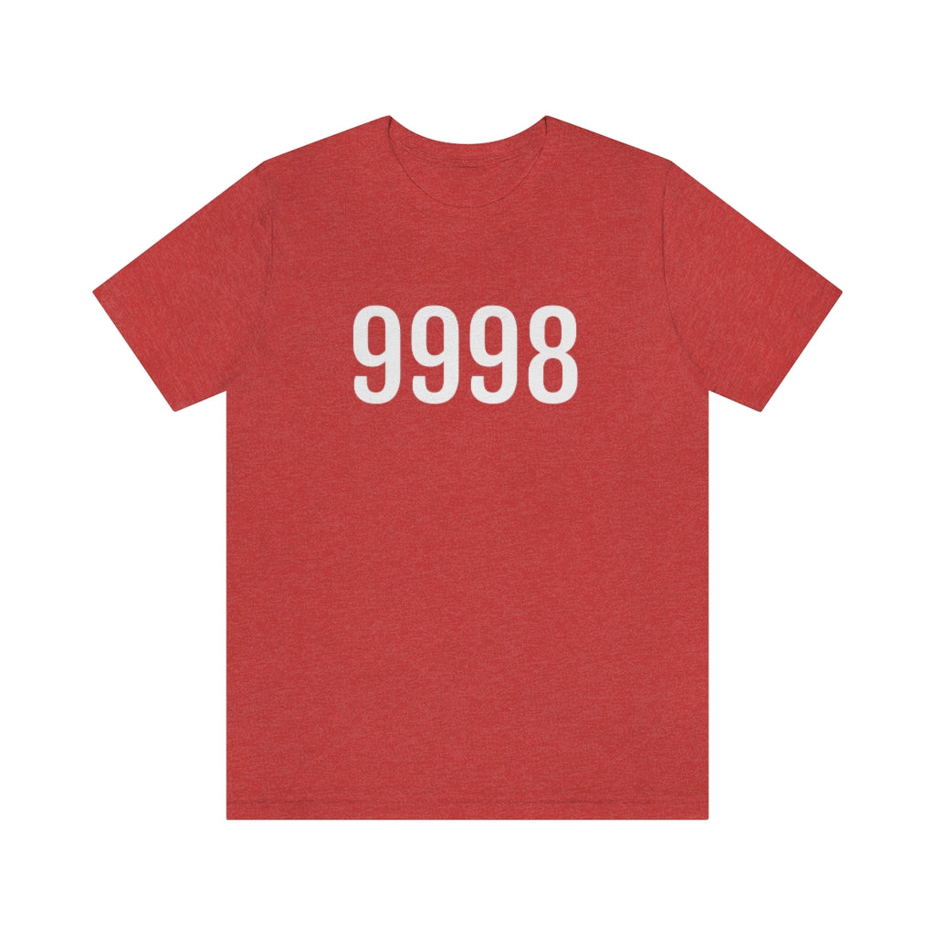 T-Shirt with Number 9998 On | Numbered Tee Heather Red T-Shirt Petrova Designs
