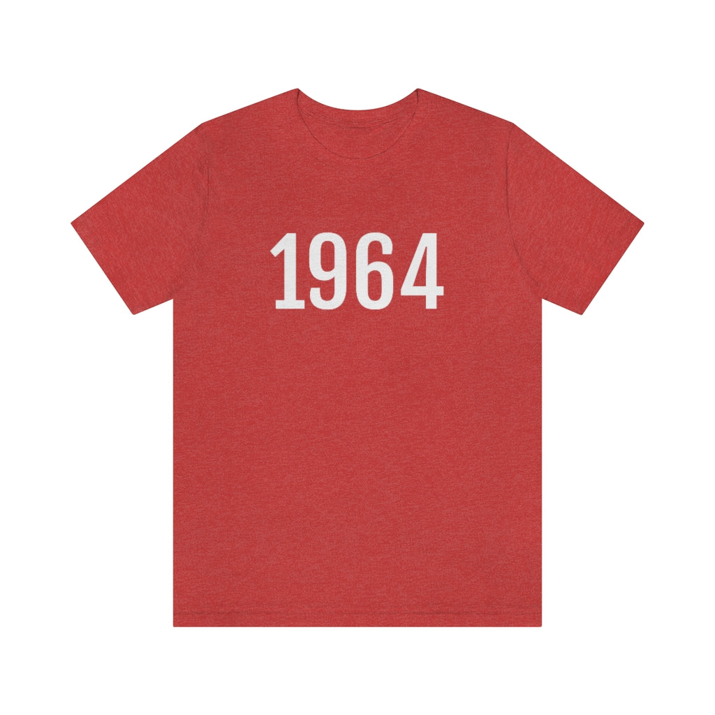 T-Shirt with Number 1964 On | Numbered Tee Heather Red T-Shirt Petrova Designs
