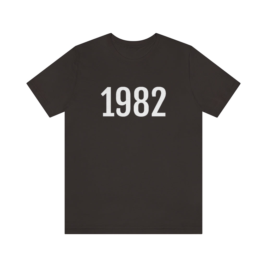 T-Shirt with Number 1982 On | Numbered Tee Brown T-Shirt Petrova Designs