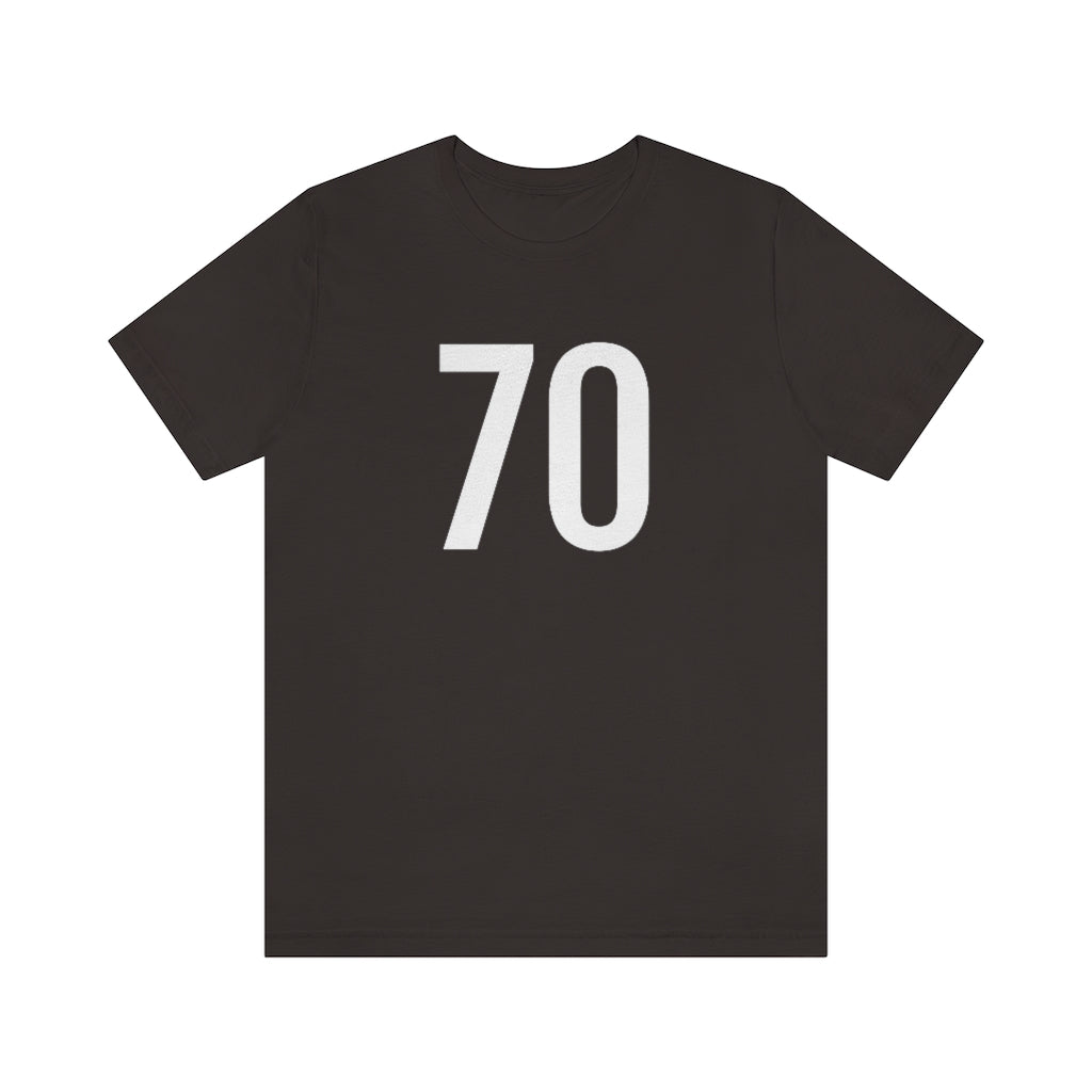 T-Shirt with Number 70 On | Numbered Tee Brown T-Shirt Petrova Designs