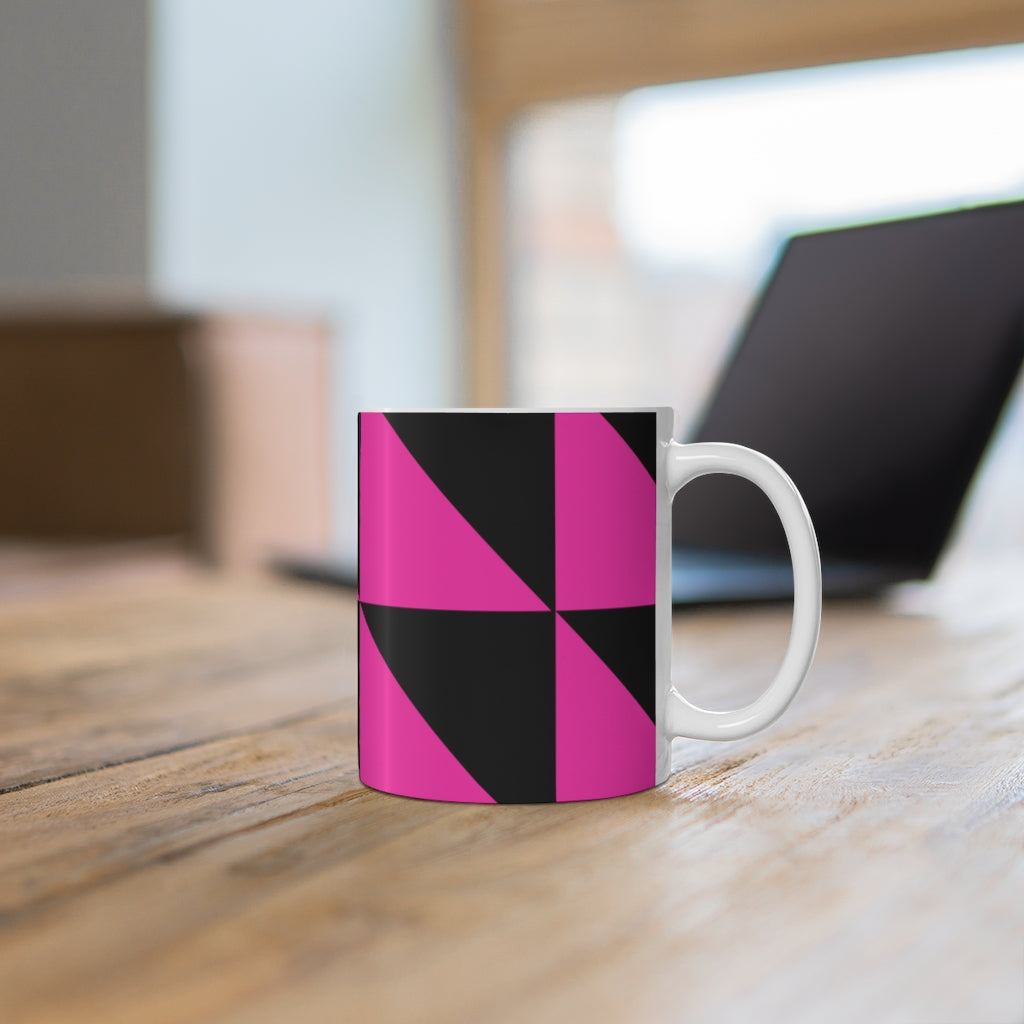 Mug Hot Pink Geometric Pattern Coffee Mug | Ceramic Petrova Designs