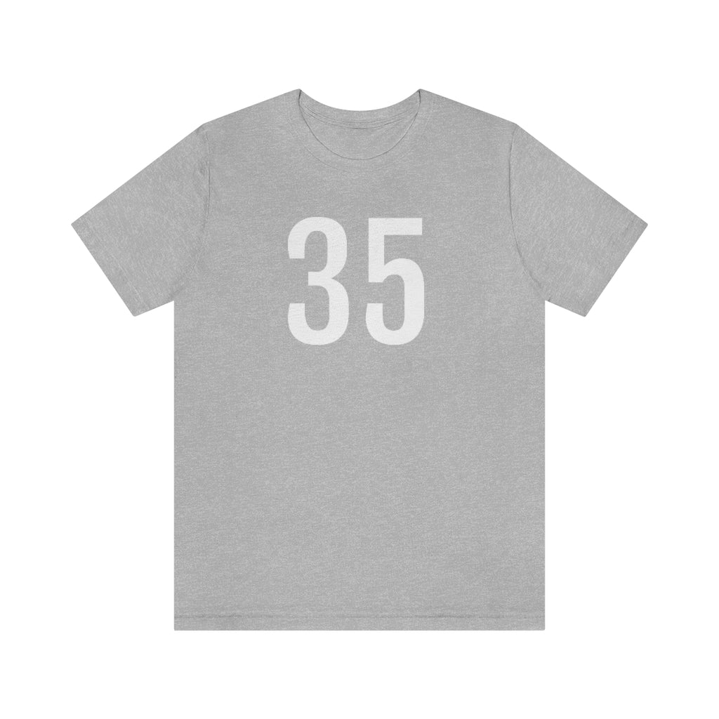 T-Shirt with Number 35 On | Numbered Tee Athletic Heather T-Shirt Petrova Designs