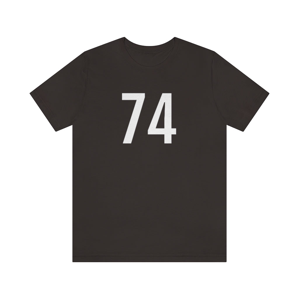 T-Shirt with Number 74 On | Numbered Tee Brown T-Shirt Petrova Designs