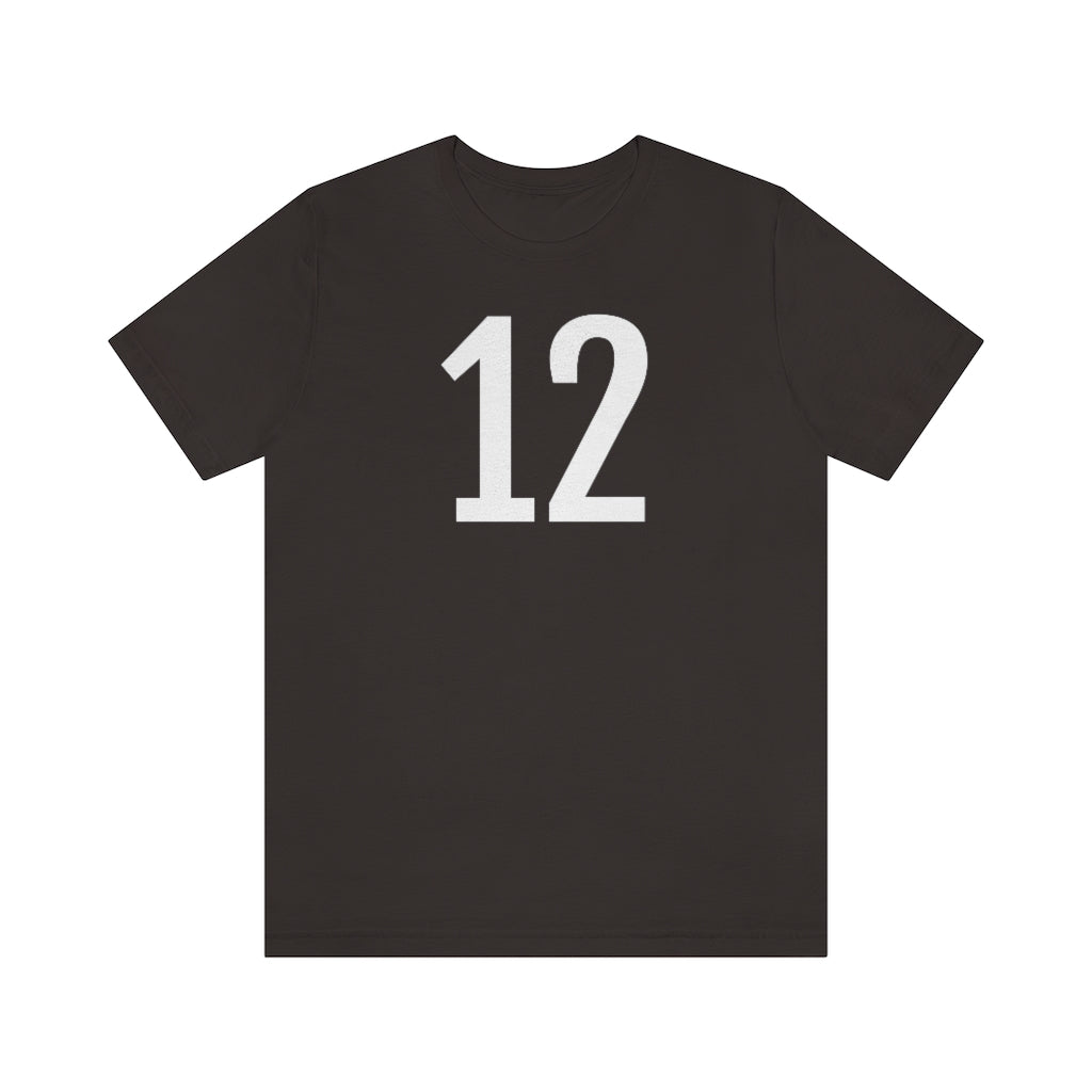 T-Shirt with Number 12 On | Numbered Tee Brown T-Shirt Petrova Designs
