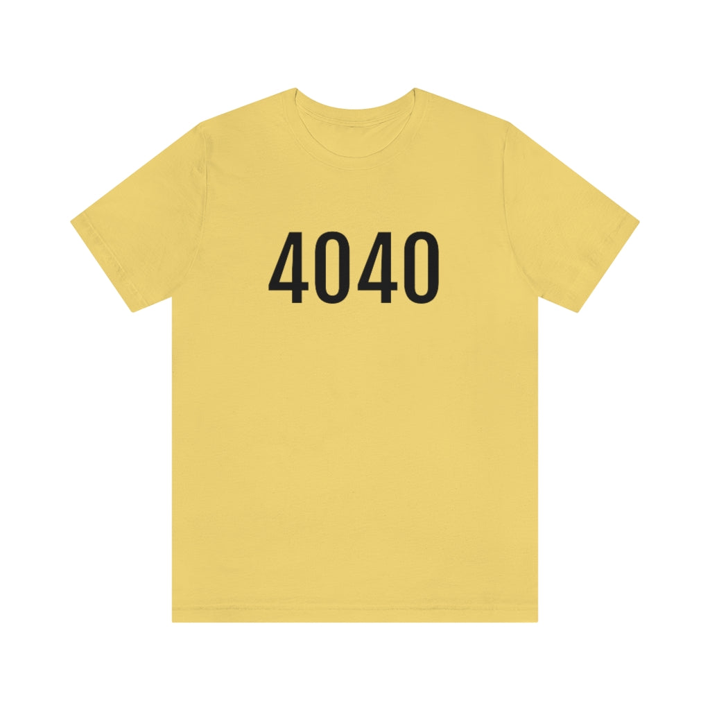 T-Shirt with Number 4040 On | Numbered Tee Yellow T-Shirt Petrova Designs