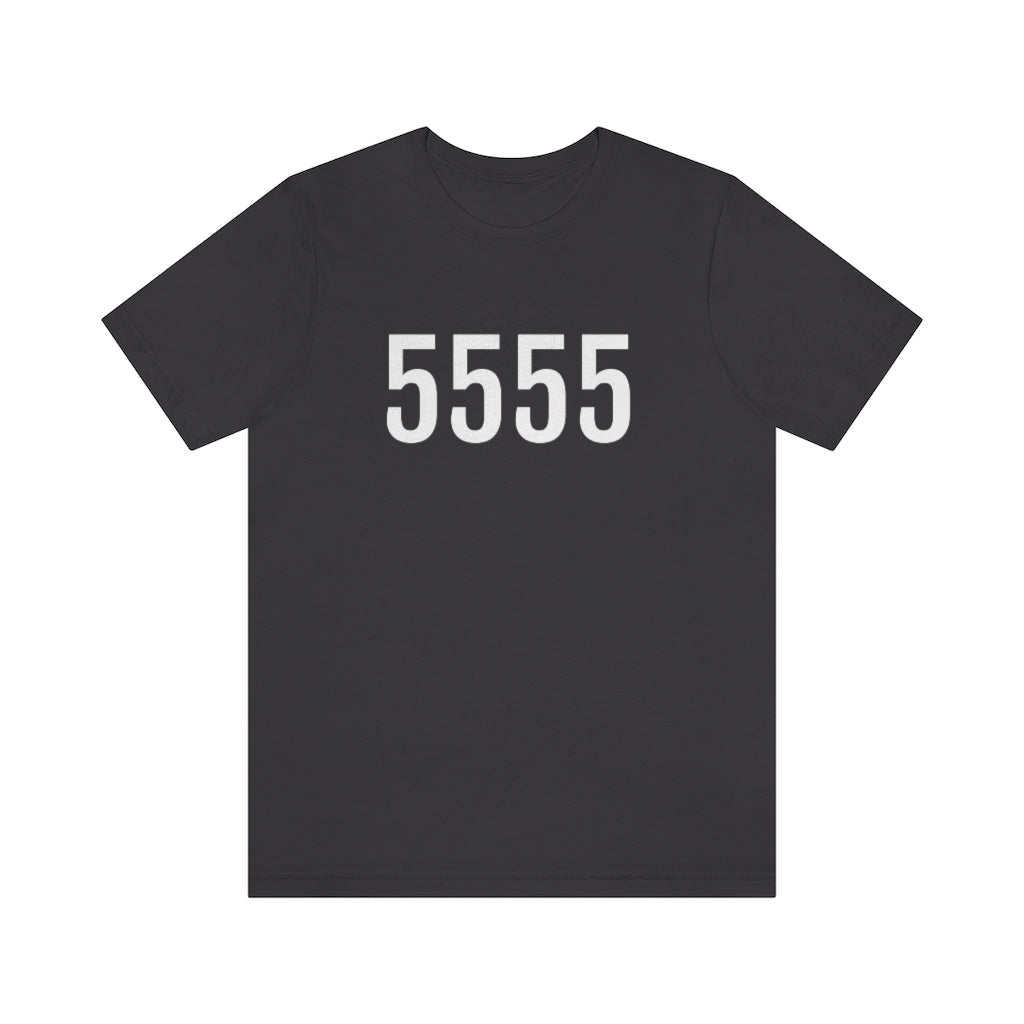 T-Shirt with Number 5555 On | Numbered Tee Dark Grey T-Shirt Petrova Designs