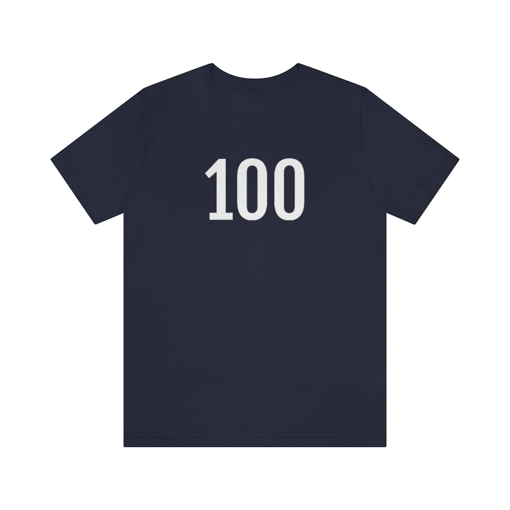 T-Shirt with Number 100 On | Numbered Tee Navy T-Shirt Petrova Designs