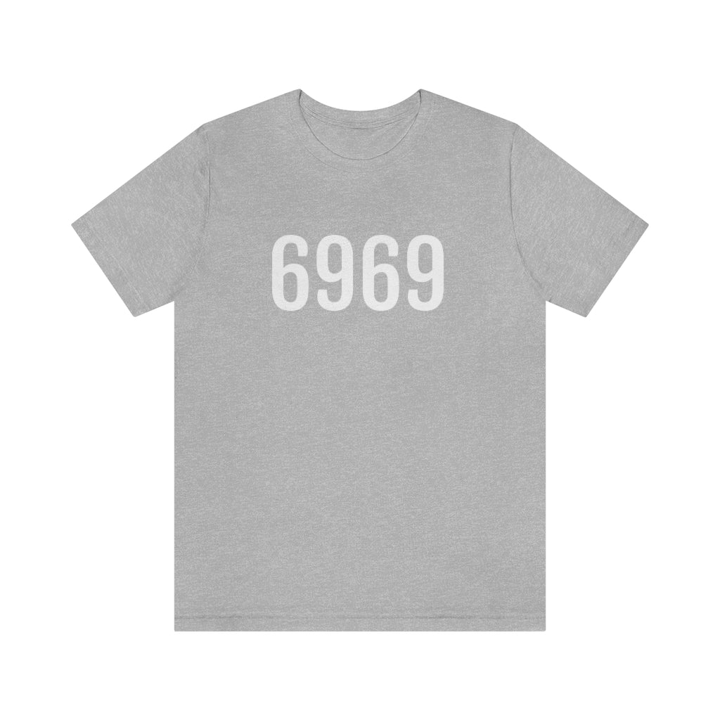 T-Shirt with Number 6969 On | Numbered Tee Athletic Heather T-Shirt Petrova Designs
