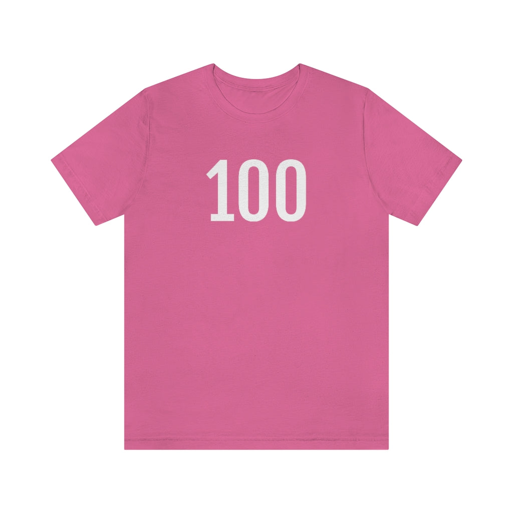 T-Shirt with Number 100 On | Numbered Tee Charity Pink T-Shirt Petrova Designs