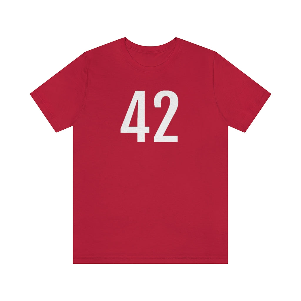 T-Shirt with Number 42 On | Numbered Tee Red T-Shirt Petrova Designs