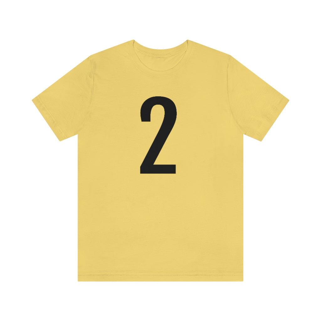 T-Shirt with Number 2 On | Numbered Tee Yellow T-Shirt Petrova Designs