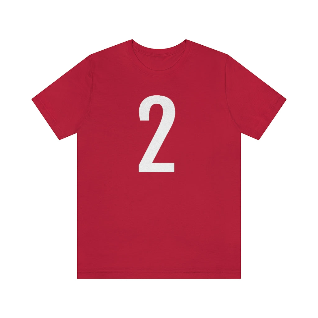 T-Shirt with Number 2 On | Numbered Tee Red T-Shirt Petrova Designs