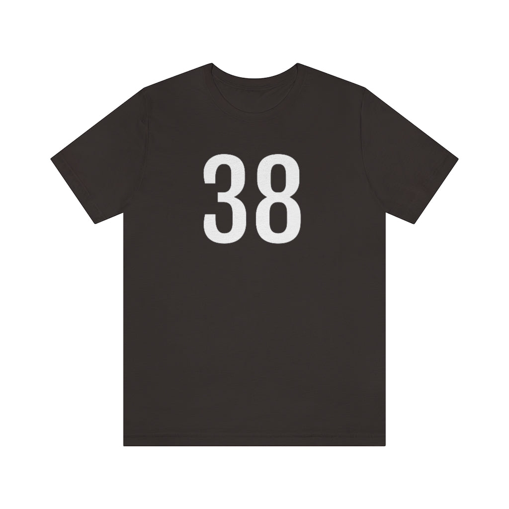 T-Shirt with Number 38 On | Numbered Tee Brown T-Shirt Petrova Designs