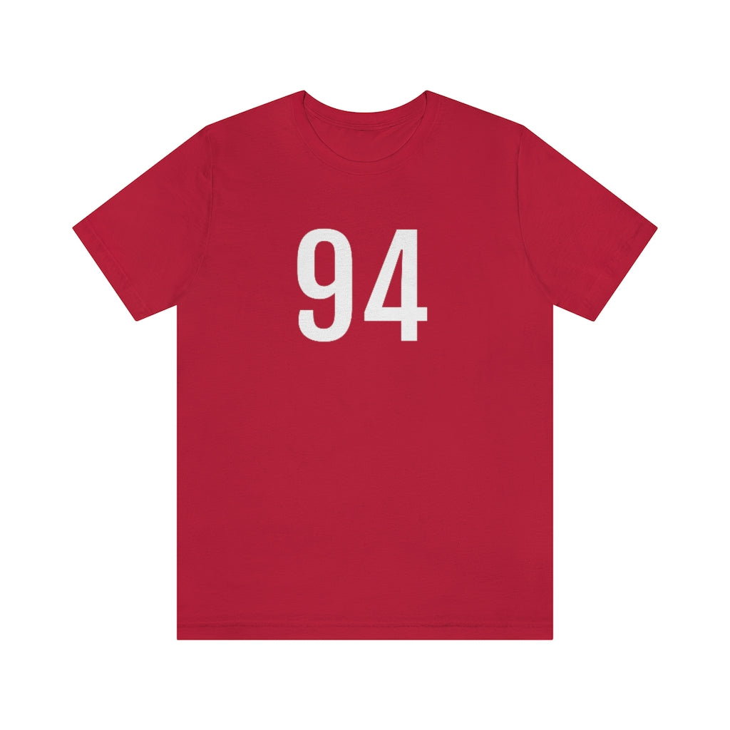 T-Shirt with Number 94 On | Numbered Tee Red T-Shirt Petrova Designs
