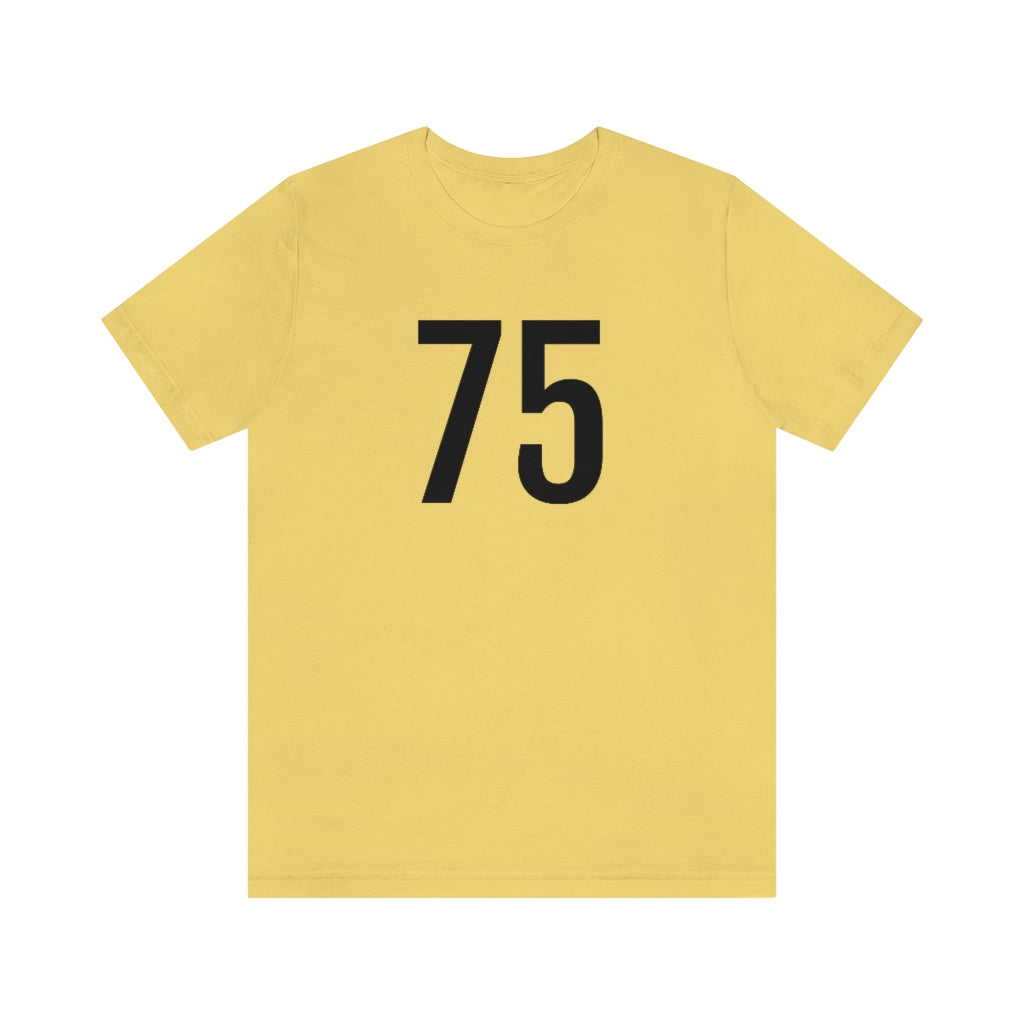 T-Shirt with Number 75 On | Numbered Tee Yellow T-Shirt Petrova Designs