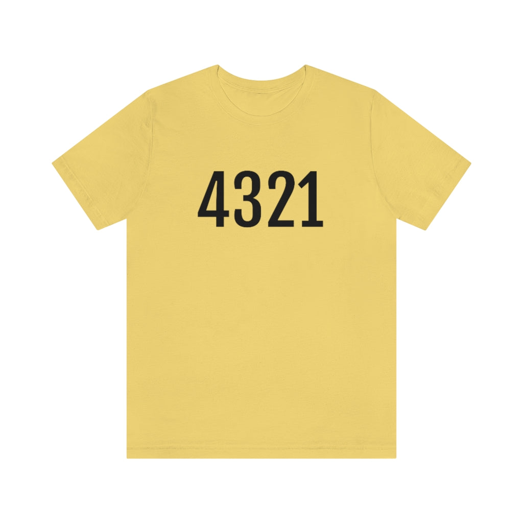 T-Shirt with Number 4321 On | Numbered Tee Yellow T-Shirt Petrova Designs