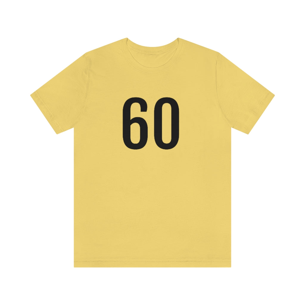 T-Shirt with Number 60 On | Numbered Tee Yellow T-Shirt Petrova Designs