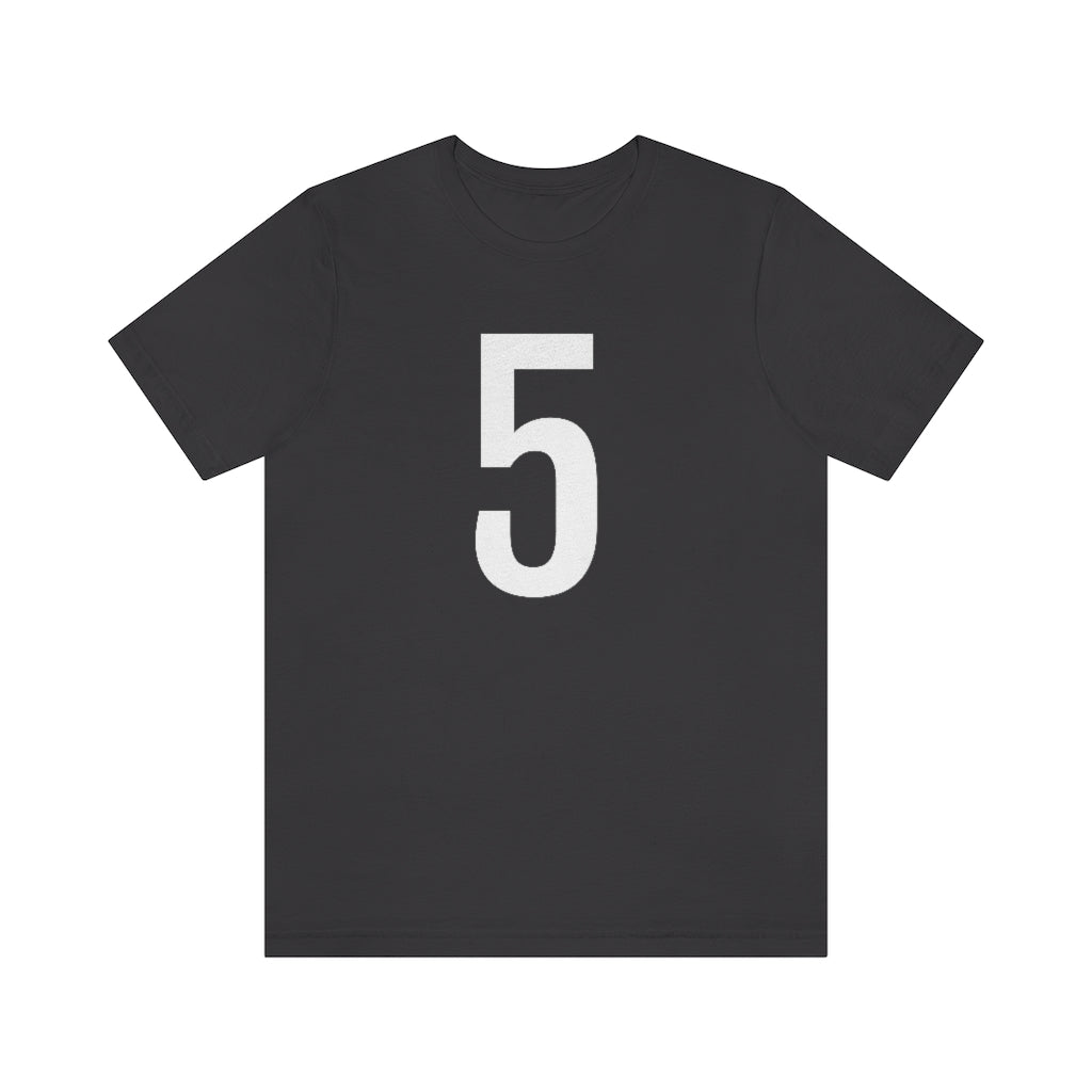 T-Shirt with Number 5 On | Numbered Tee Dark Grey T-Shirt Petrova Designs