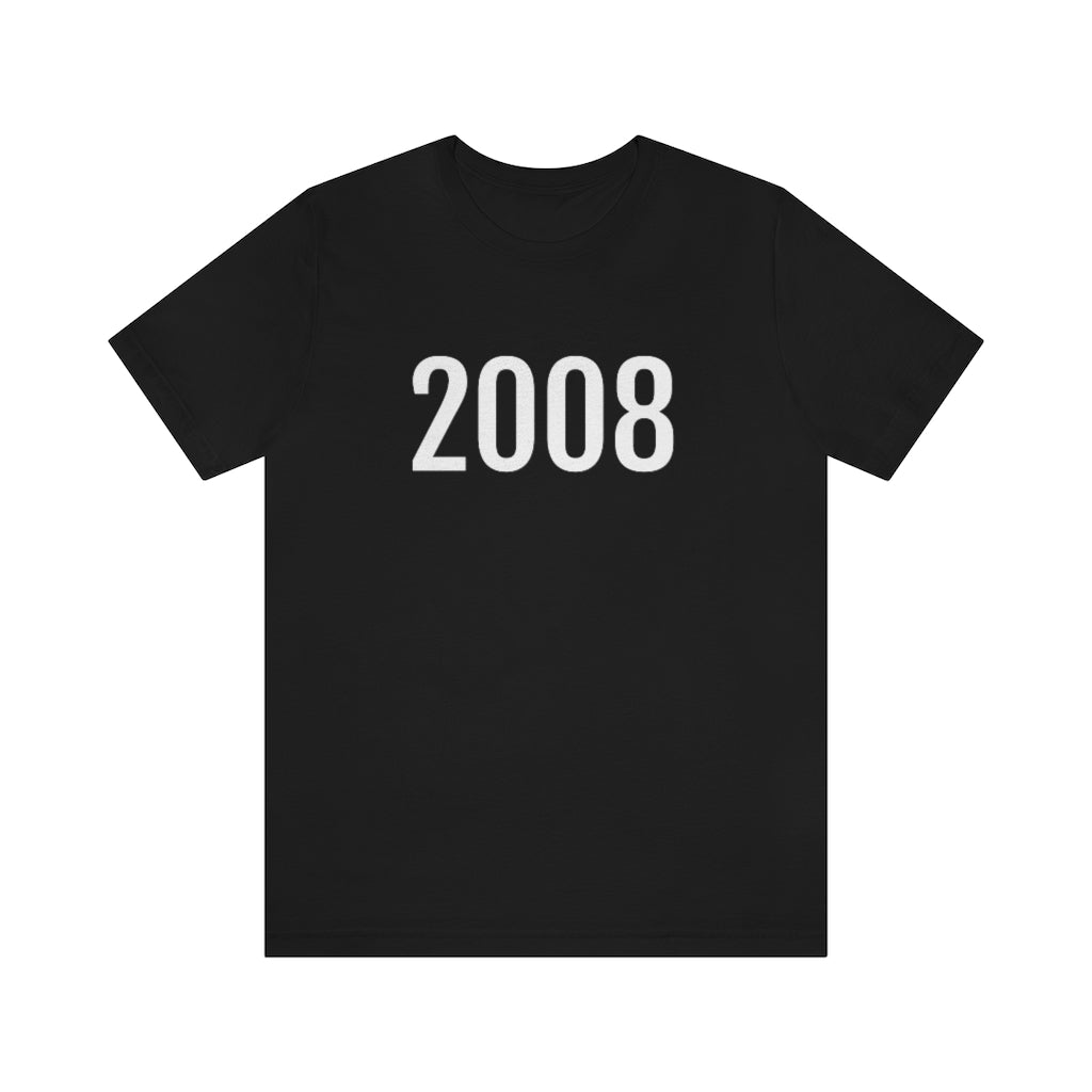 T-Shirt with Number 2008 On | Numbered Tee Black T-Shirt Petrova Designs