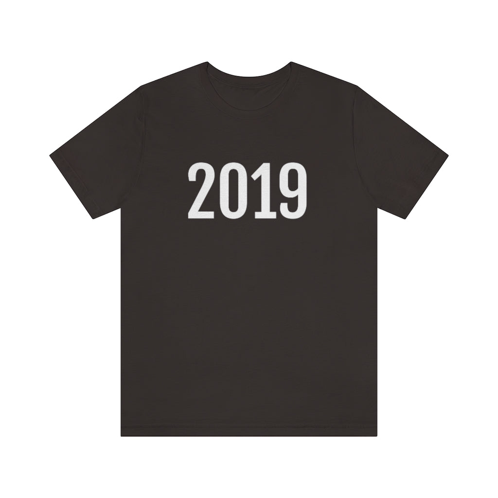 T-Shirt with Number 2019 On | Numbered Tee Brown T-Shirt Petrova Designs