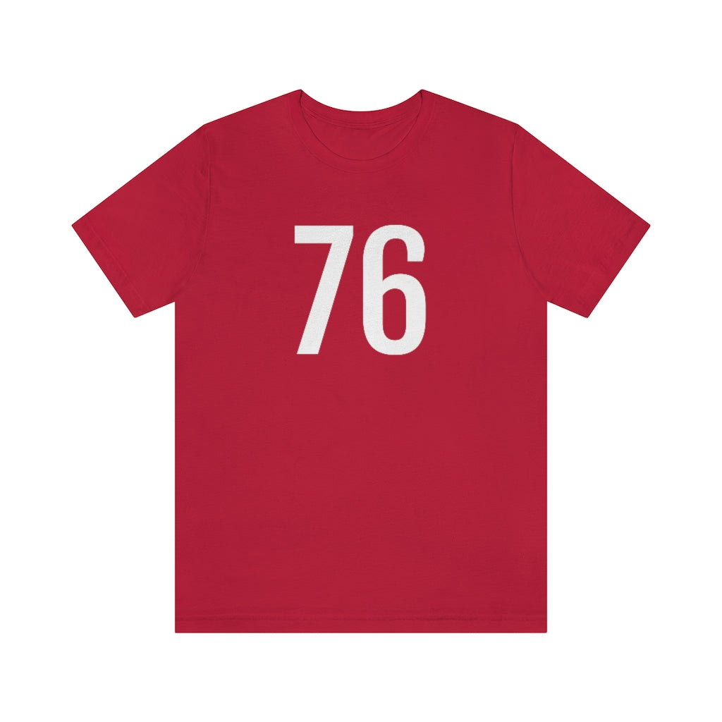 T-Shirt with Number 76 On | Numbered Tee Red T-Shirt Petrova Designs