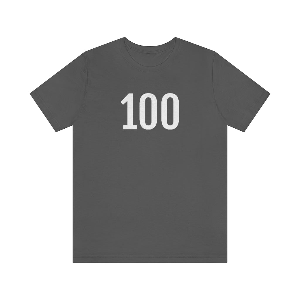 T-Shirt with Number 100 On | Numbered Tee Asphalt T-Shirt Petrova Designs