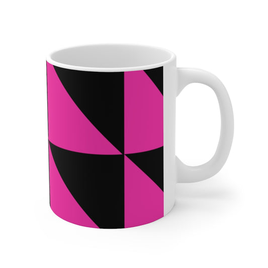 Hot Pink Geometric Pattern Coffee Mug | Ceramic Mug Petrova Designs
