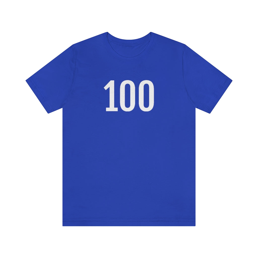 T-Shirt with Number 100 On | Numbered Tee True Royal T-Shirt Petrova Designs
