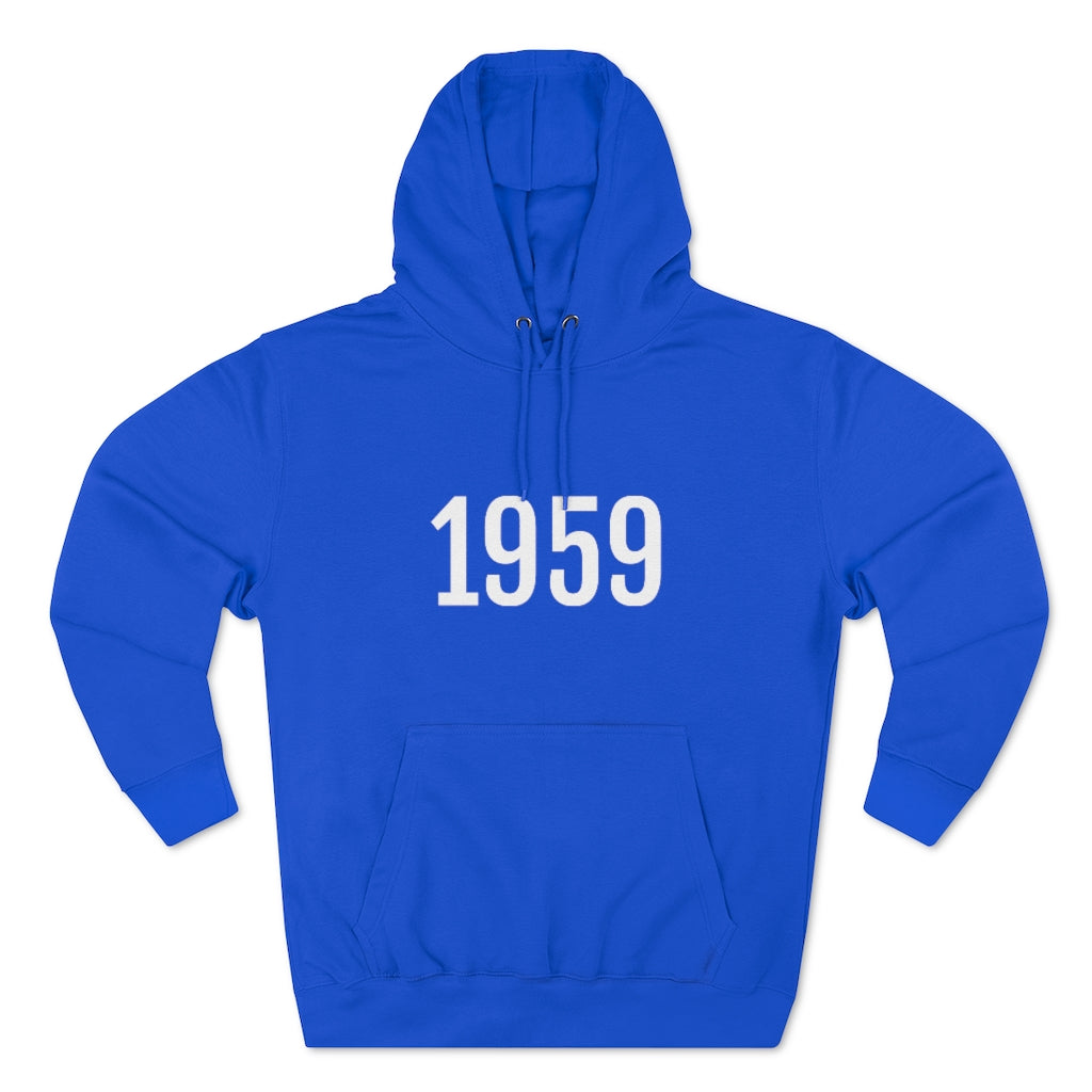 Number 1959 Hoodie | 1959 Sweatshirt with Number On Royal Blue Hoodie Petrova Designs