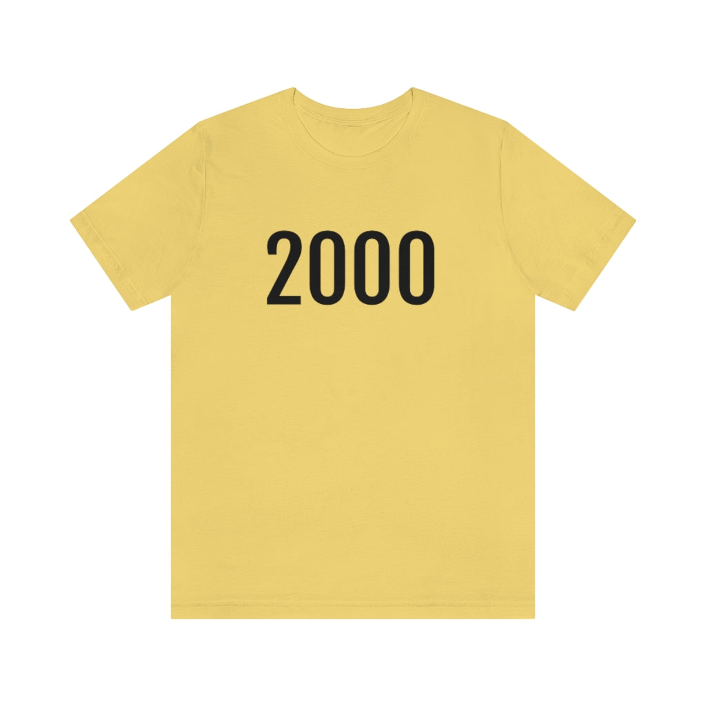 T-Shirt with Number 2000 On | Numbered Tee Yellow T-Shirt Petrova Designs