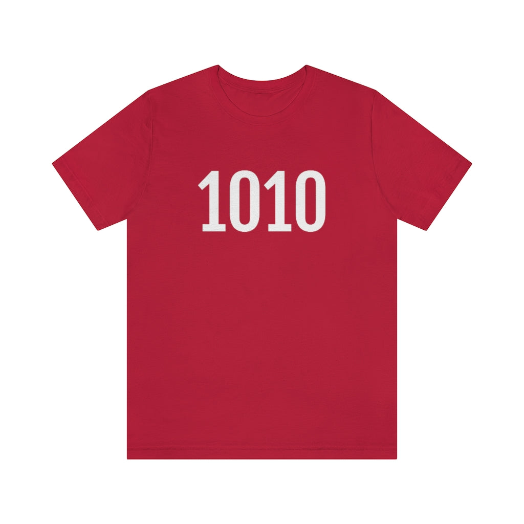 T-Shirt with Number 1010 On | Numbered Tee Red T-Shirt Petrova Designs