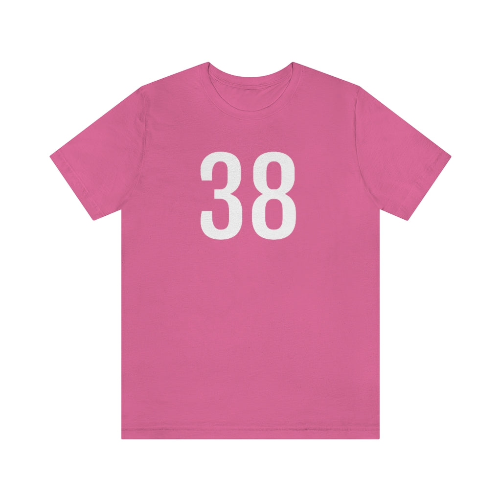 T-Shirt with Number 38 On | Numbered Tee Charity Pink T-Shirt Petrova Designs