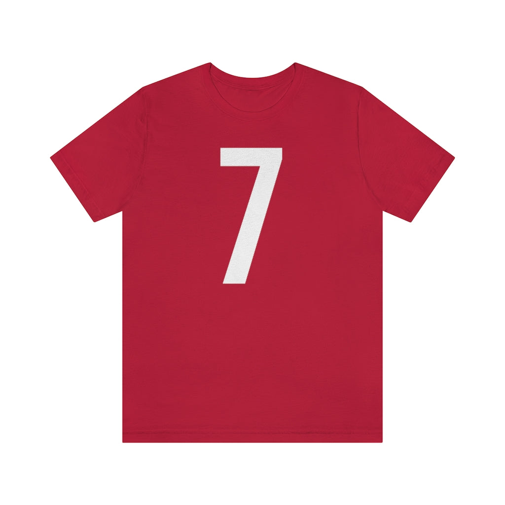 T-Shirt with Number 7 On | Numbered Tee Red T-Shirt Petrova Designs