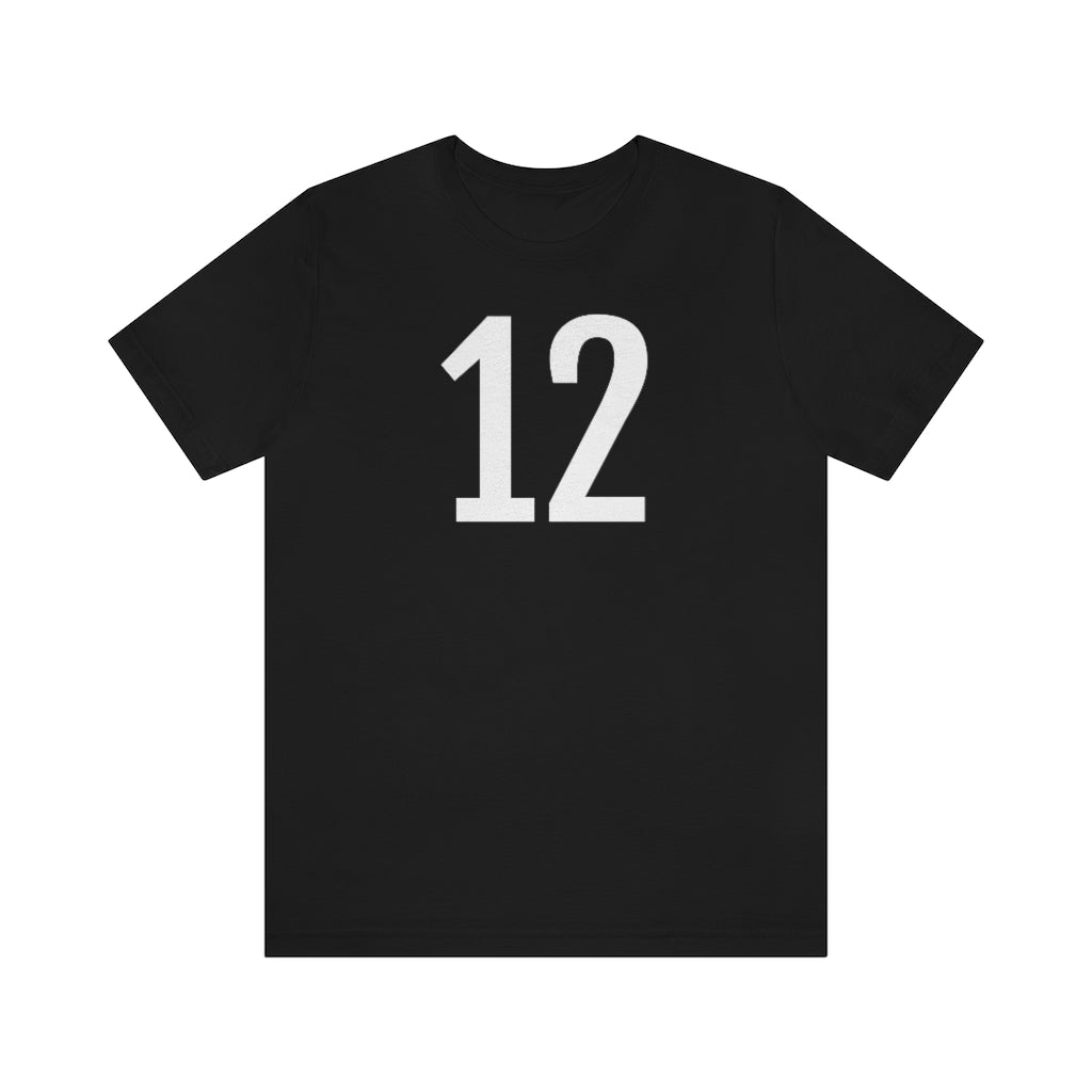 T-Shirt with Number 12 On | Numbered Tee Black T-Shirt Petrova Designs