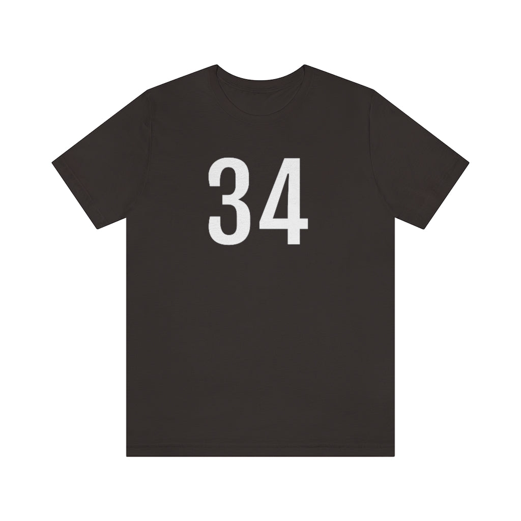 T-Shirt with Number 34 On | Numbered Tee Brown T-Shirt Petrova Designs