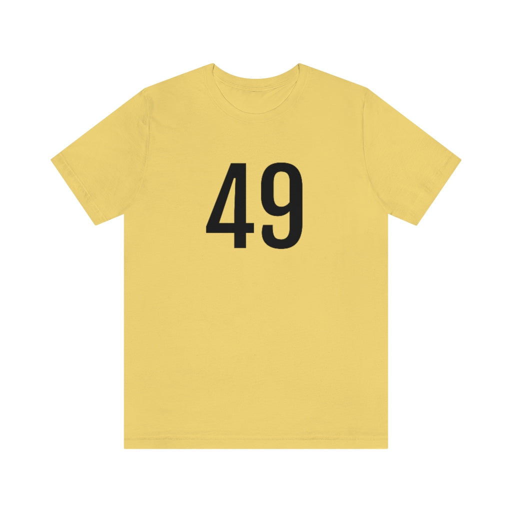 T-Shirt with Number 49 On | Numbered Tee Yellow T-Shirt Petrova Designs