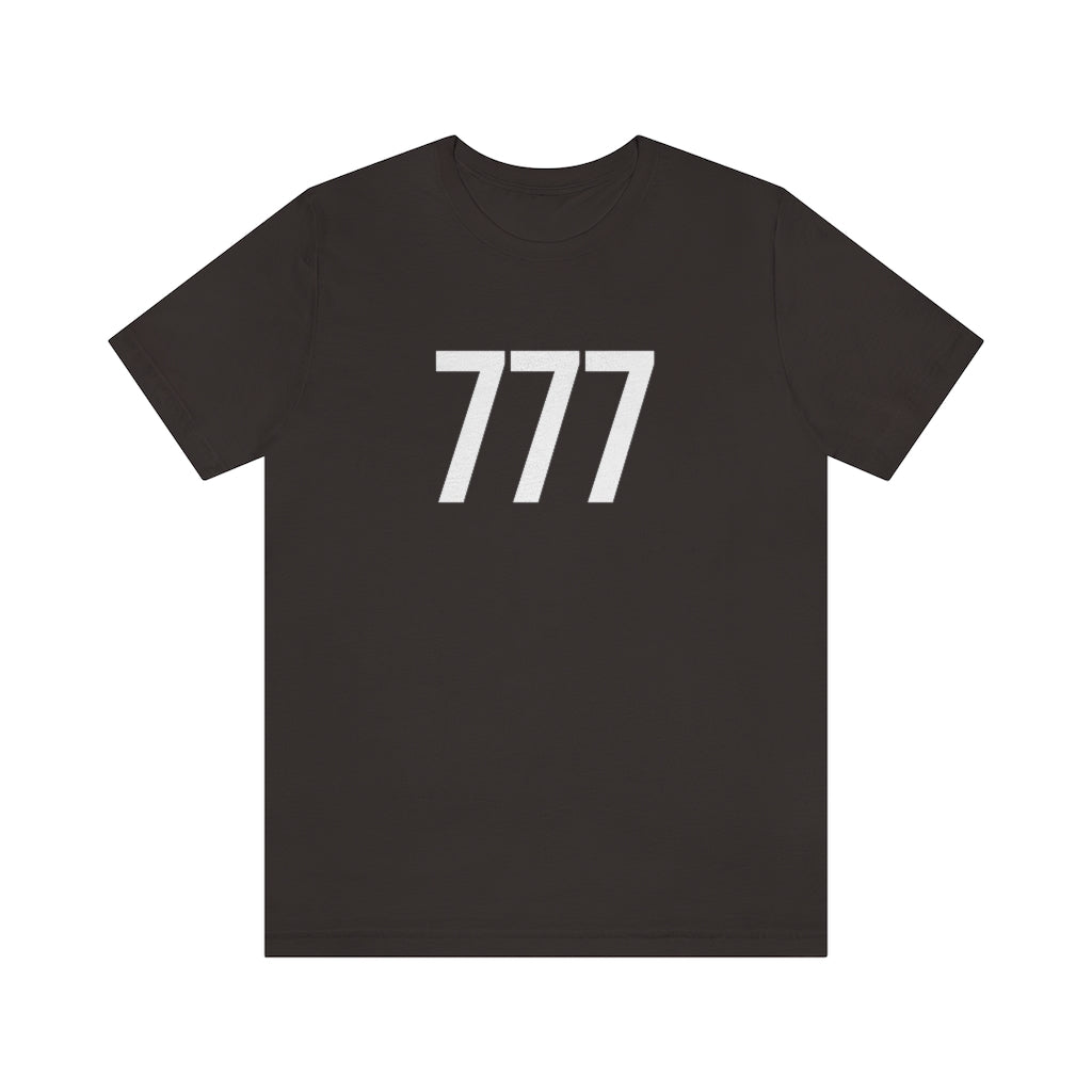 T-Shirt with Number 777 On | Numbered Tee Brown T-Shirt Petrova Designs