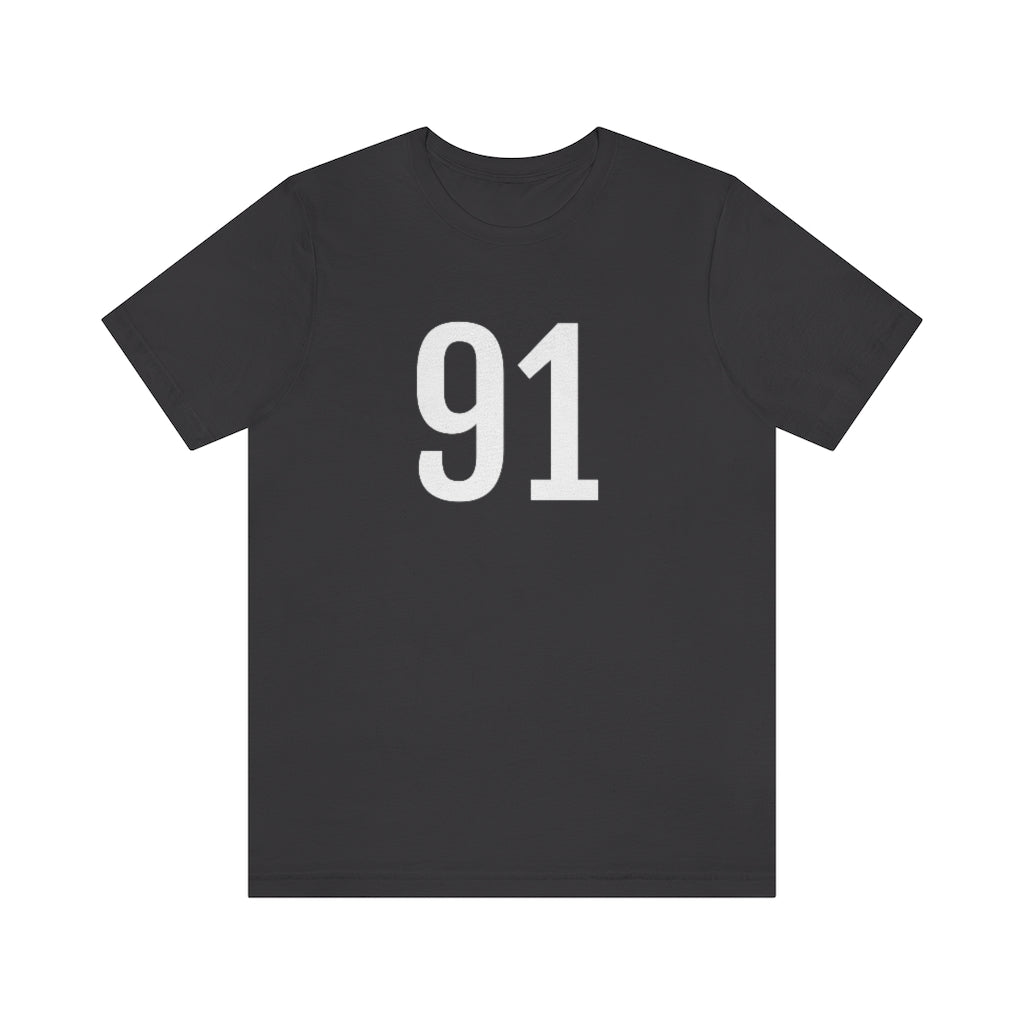 T-Shirt with Number 91 On | Numbered Tee Dark Grey T-Shirt Petrova Designs
