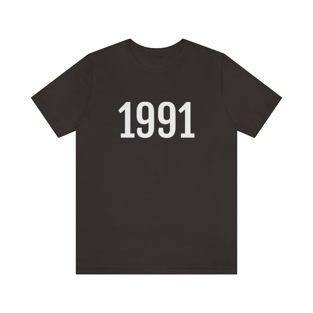 T-Shirt with Number 1991 On | Numbered Tee Brown T-Shirt Petrova Designs