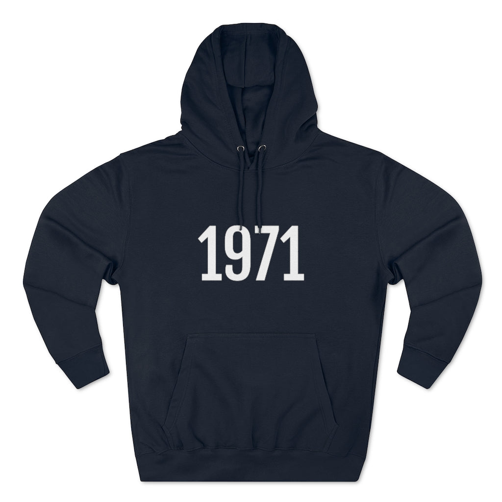 Number 1971 Hoodie | 1971 Sweatshirt with Number On Navy Hoodie Petrova Designs
