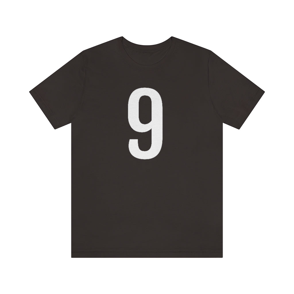 T-Shirt with Number 9 On | Numbered Tee Brown T-Shirt Petrova Designs