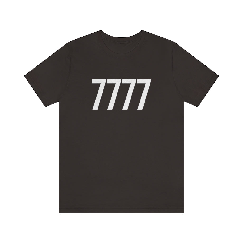 T-Shirt with Number 7777 On | Numbered Tee Brown T-Shirt Petrova Designs