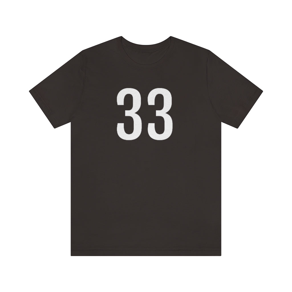 T-Shirt with Number 33 On | Numbered Tee Brown T-Shirt Petrova Designs